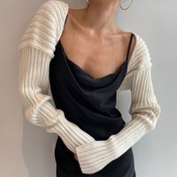Women's Sweater Long Sleeve Sweaters & Cardigans Patchwork Braid Fashion Solid Color main image 1