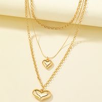 Fashion Heart Shape Alloy Plating Layered Necklaces main image 2