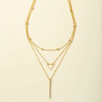 Retro Geometric Alloy Plating Rhinestones Layered Necklaces sku image 1