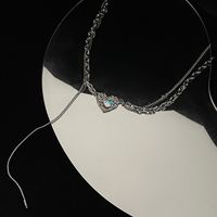 Sweet Heart Shape Alloy Glass Necklace main image 2