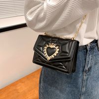 Women's Small Pu Leather Heart Shape Solid Color Fashion Square Magnetic Buckle Crossbody Bag main image 3