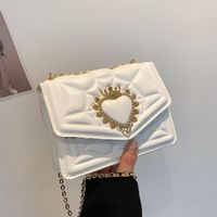Women's Small Pu Leather Heart Shape Solid Color Fashion Square Magnetic Buckle Crossbody Bag sku image 2