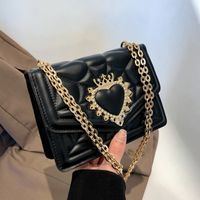 Women's Small Pu Leather Heart Shape Solid Color Fashion Square Magnetic Buckle Crossbody Bag sku image 1