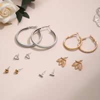 Exaggerated Triangle Heart Shape Alloy Plating Ear Studs 6 Pairs main image 1