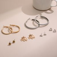Exaggerated Triangle Heart Shape Alloy Plating Ear Studs 6 Pairs main image 3