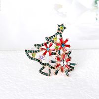 Fashion Christmas Tree Alloy Inlay Artificial Gemstones Brooches main image 3