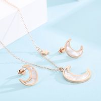 Fashion Moon Titanium Steel Plating Earrings Necklace 1 Set main image 3