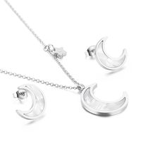 Fashion Moon Titanium Steel Plating Earrings Necklace 1 Set sku image 1