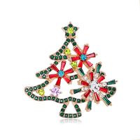Fashion Christmas Tree Alloy Inlay Artificial Gemstones Brooches sku image 1
