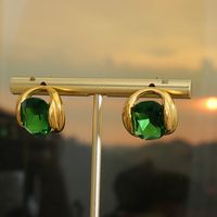 Mode Geometrisch Titan Stahl Inlay Künstlicher Kristall Ohrringe Halskette main image 4