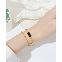 Fashion Solid Color Stainless Steel Bracelets Inlay Shell Stainless Steel Bracelets main image 6