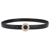 Simple Style Square Leather Metal Button Rhinestones Belt main image 5