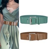 Fashion Solid Color Leather Metal Button Belt main image 1