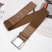 Fashion Solid Color Leather Metal Button Belt main image 2