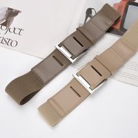 Fashion Solid Color Leather Metal Button Belt main image 3