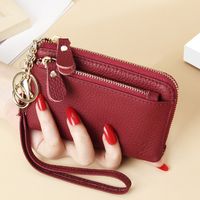 Women's All Seasons Leather Solid Color Fashion Square Zipper Coin Purse sku image 1