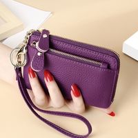Women's Solid Color Cowhide Zipper Wallets sku image 7