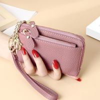 Women's All Seasons Leather Solid Color Fashion Square Zipper Coin Purse sku image 18