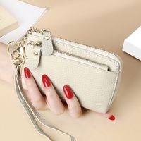 Women's All Seasons Leather Solid Color Fashion Square Zipper Coin Purse sku image 8