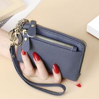 Women's All Seasons Leather Solid Color Fashion Square Zipper Coin Purse sku image 11