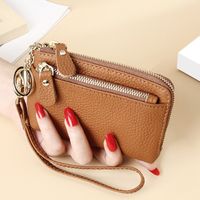 Women's All Seasons Leather Solid Color Fashion Square Zipper Coin Purse sku image 12