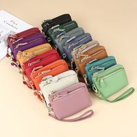 Women's All Seasons Leather Solid Color Fashion Square Zipper Coin Purse main image 6