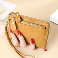 Women's All Seasons Leather Solid Color Fashion Square Zipper Coin Purse sku image 5