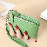 Women's All Seasons Leather Solid Color Fashion Square Zipper Coin Purse sku image 10