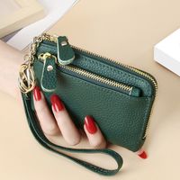 Women's All Seasons Leather Solid Color Fashion Square Zipper Coin Purse sku image 9