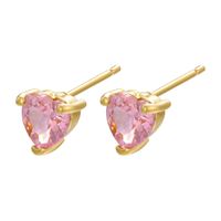 Fashion Heart Shape Copper Ear Clips Ear Studs Plating Inlay Zircon Copper Earrings sku image 1