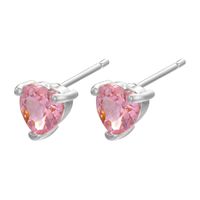 Fashion Heart Shape Copper Ear Clips Ear Studs Plating Inlay Zircon Copper Earrings sku image 2