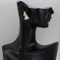 Fashion Heart Shape Copper Ear Clips Ear Studs Plating Inlay Zircon Copper Earrings main image 3