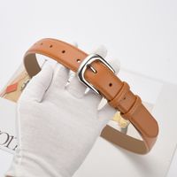 Casual Square Solid Color Two-layer Cowhide Alloy Leather Alloy Buckle Belt main image 6