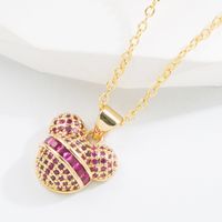 Fashion Bear Copper Pendant Necklace Plating Inlay Zircon Copper Necklaces 1 Piece main image 5