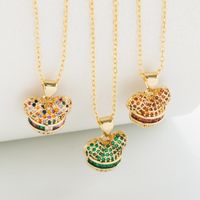 Fashion Bear Copper Pendant Necklace Plating Inlay Zircon Copper Necklaces 1 Piece main image 1