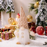 Cute Long Beard Plush Bonnet Crutch Rudolf Doll Christmas Decorations sku image 1