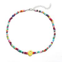 Cute Smiley Face Alloy Beaded Necklace sku image 1