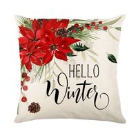 Cross-border Christmas Plaid Pillow Cover Flower Letter Printing  Home Sofa Cushion Cover Bedroom Cushion Cover main image 4
