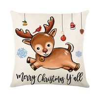 Cute Christmas Tree Santa Claus Linen Pillow Cases sku image 4