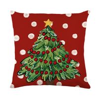 Cute Christmas Tree Santa Claus Linen Pillow Cases sku image 3