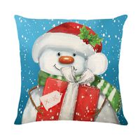 Cute Christmas Tree Santa Claus Linen Pillow Cases sku image 22