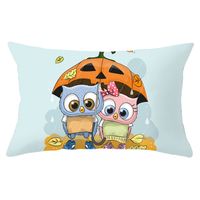Cute Pumpkin Owl Synthetic Fibre Pillow Cases sku image 6