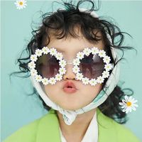 Girl's Sweet Flower Ac Round Frame Full Frame Sunglasses main image 2