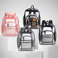 Pvc Solid Color Fashion Transparent Square Functional Backpack main image 1