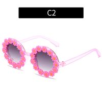 Girl's Sweet Flower Ac Round Frame Full Frame Sunglasses sku image 2