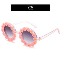 Girl's Sweet Flower Ac Round Frame Full Frame Sunglasses sku image 13