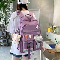 Unisex Mittel Alle Jahreszeiten Nylon Streifen Süß Mode Ornement Gesteppt Quadrat Reißverschluss Modischer Rucksack main image 2