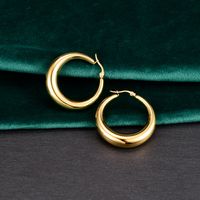 Simple Style Circle Titanium Steel Earrings Gold Plated Stainless Steel Earrings main image 3