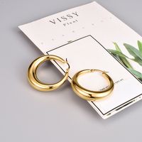 Simple Style Circle Titanium Steel Earrings Gold Plated Stainless Steel Earrings main image 2