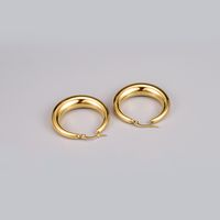 Simple Style Circle Titanium Steel Earrings Gold Plated Stainless Steel Earrings main image 4